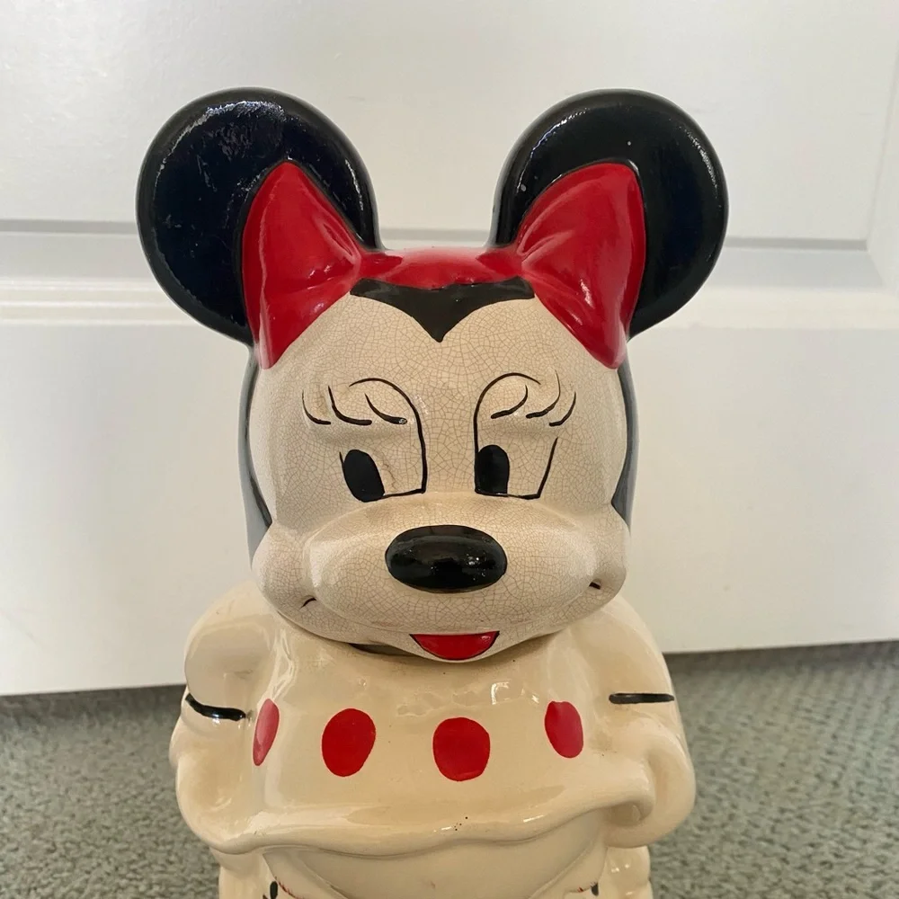 VINTAGE WALT DISNEY TURNABOUT 4in1 MICKEY & MINNIE CERAMIC COOKIE JAR! - Picture 4 of 8
